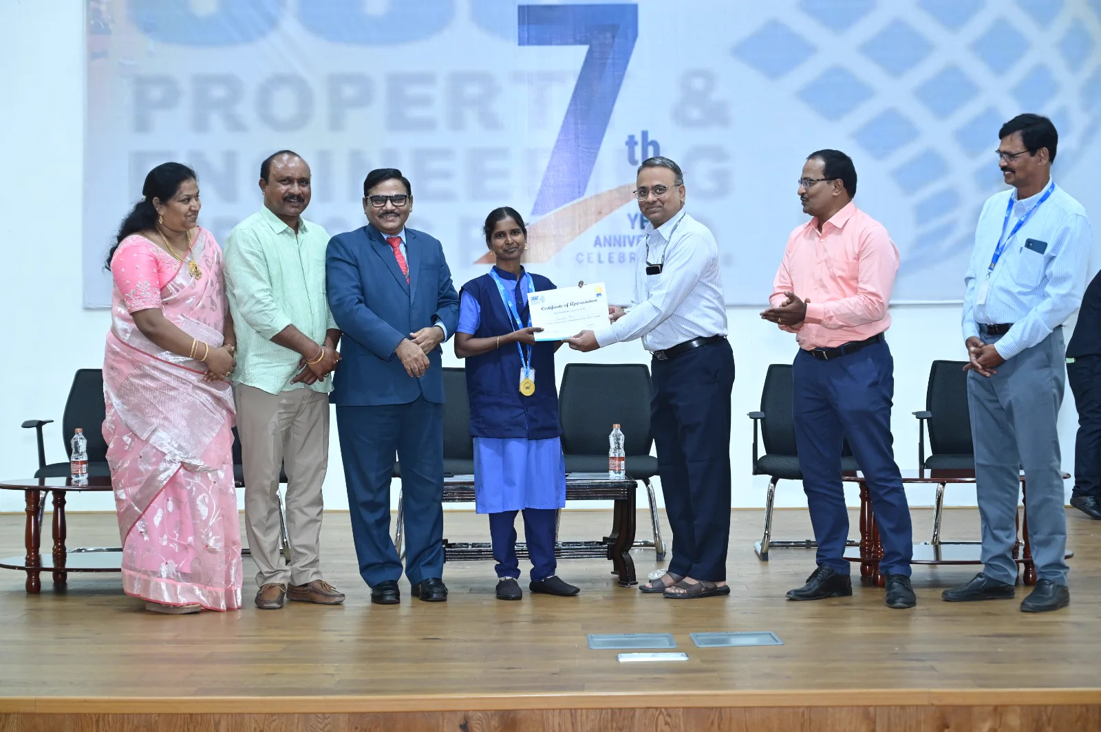 360 Degree employee receiving recognition from company leadership